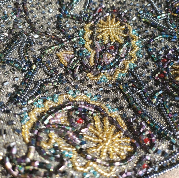 VINTAGE Lord And Taylor Black Beaded Handbag - Picture 2 of 12